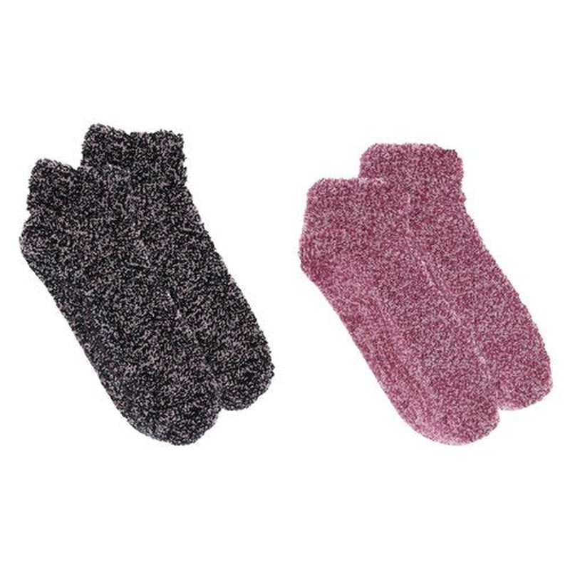 Dr. Scholl's Women's 2 Pack Soothing Spa Low Cut Lavender + Vitamin E Socks with Silicone Treads, Black/Pink, Shoe Size: 4-10