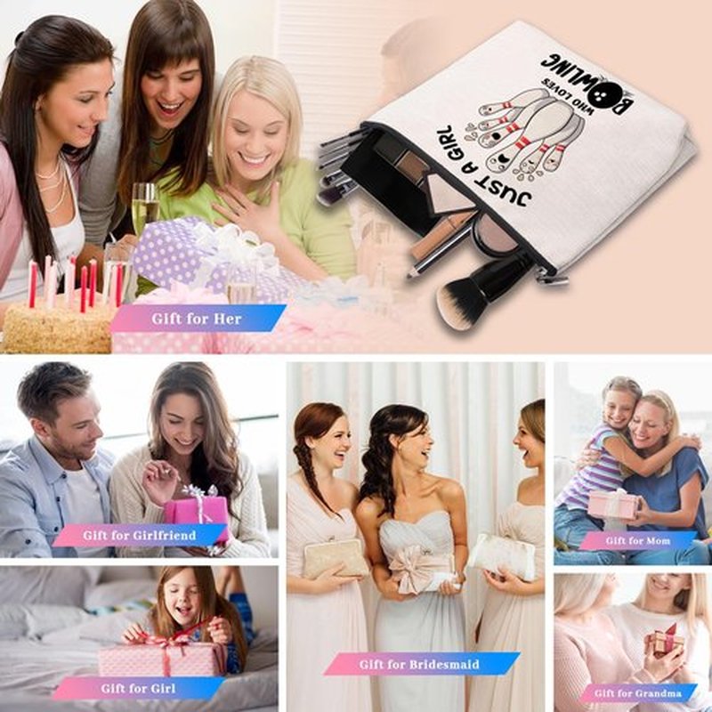 CEASQVAA Bowling Accessories Makeup Bag, Bowling Gifts for Women, Bowling Party Favors Bags, Bowling Lover Stuff Birthday Gifts Cosmetic Makeup Bag Pouch