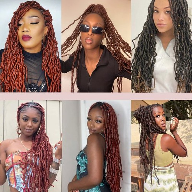 ZRQ 24 Inch New Faux Locs Crochet Braids Hair 2Packs Natural Soft Locs Pre-looped Goddess Locs Braiding Hair Red Burgundy Curly Wavy Faux Locs Crochet Synthetic Hair Extensions (24 Inch,bug#)