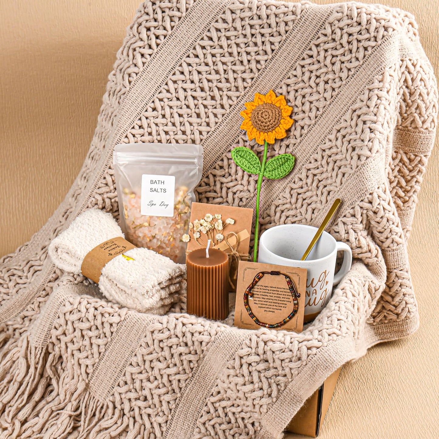 Birthday Gifts for Women, Self Care Spa Gift Baskets for Women, Get Well Soon Baskets Thinking of You Care Package, Sunflower Unique Gifts Set for Wife, Her, Coworker, Mom, Friend, Sister, Girlfriend