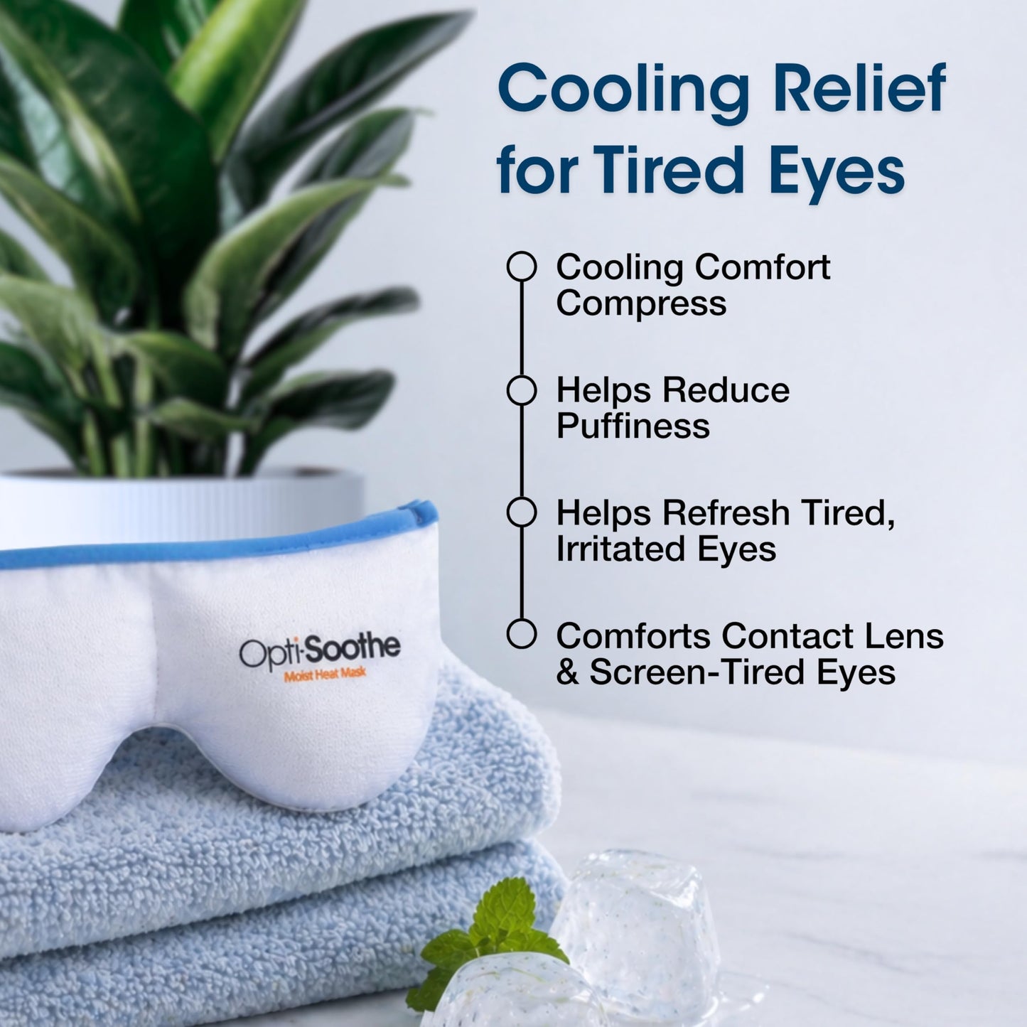Opti-Soothe Moist Heat Eye Mask, Reusable Hot & Cold Beaded Compress for Dry Eyes, Puffiness, Stye & Eye Strain Relief, Adjustable Comfort Fit