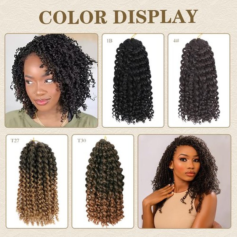 Short Passion Twist Crochet Hair Kinky Curly Braiding Hair for Black Women Crochet Braids with Curly Texture Hair Extensions (6 Packs, 8 Inch,1B#)