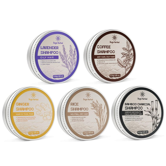 Ginger & Charcoal Body Wash and Shampoo Bar Gift Set | 5 Pcs for All Hair Types & Skin Types