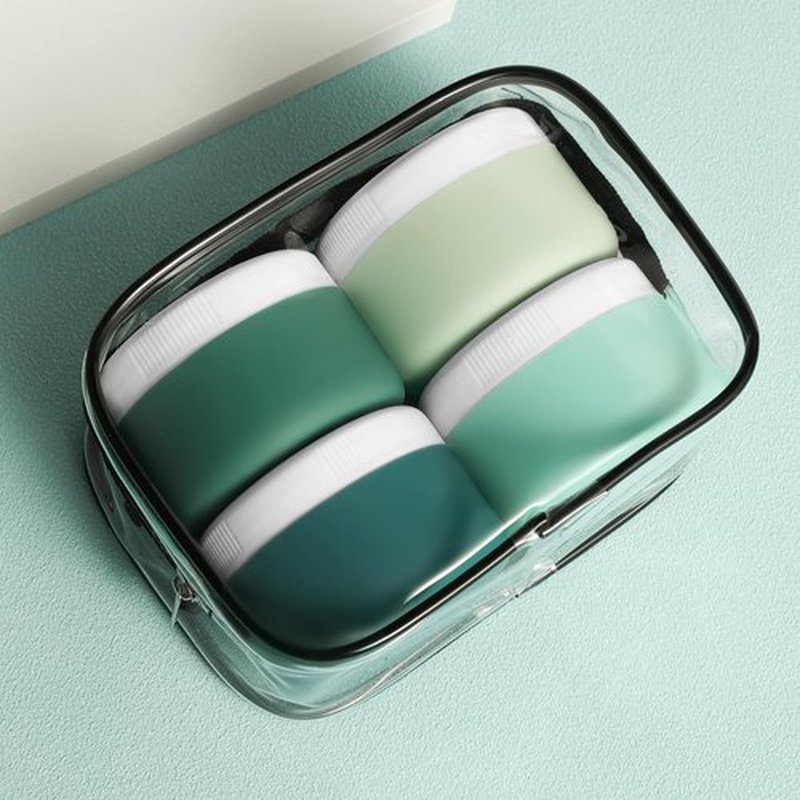 Kuangre Travel Containers for Toiletries, Silicone Cream Jars BPA Free, TSA Approved 2oz Travel Size Containers, Leak-proof Travel Essentials with Lid for Cosmetic Face Hand Body Cream (4 Pack)