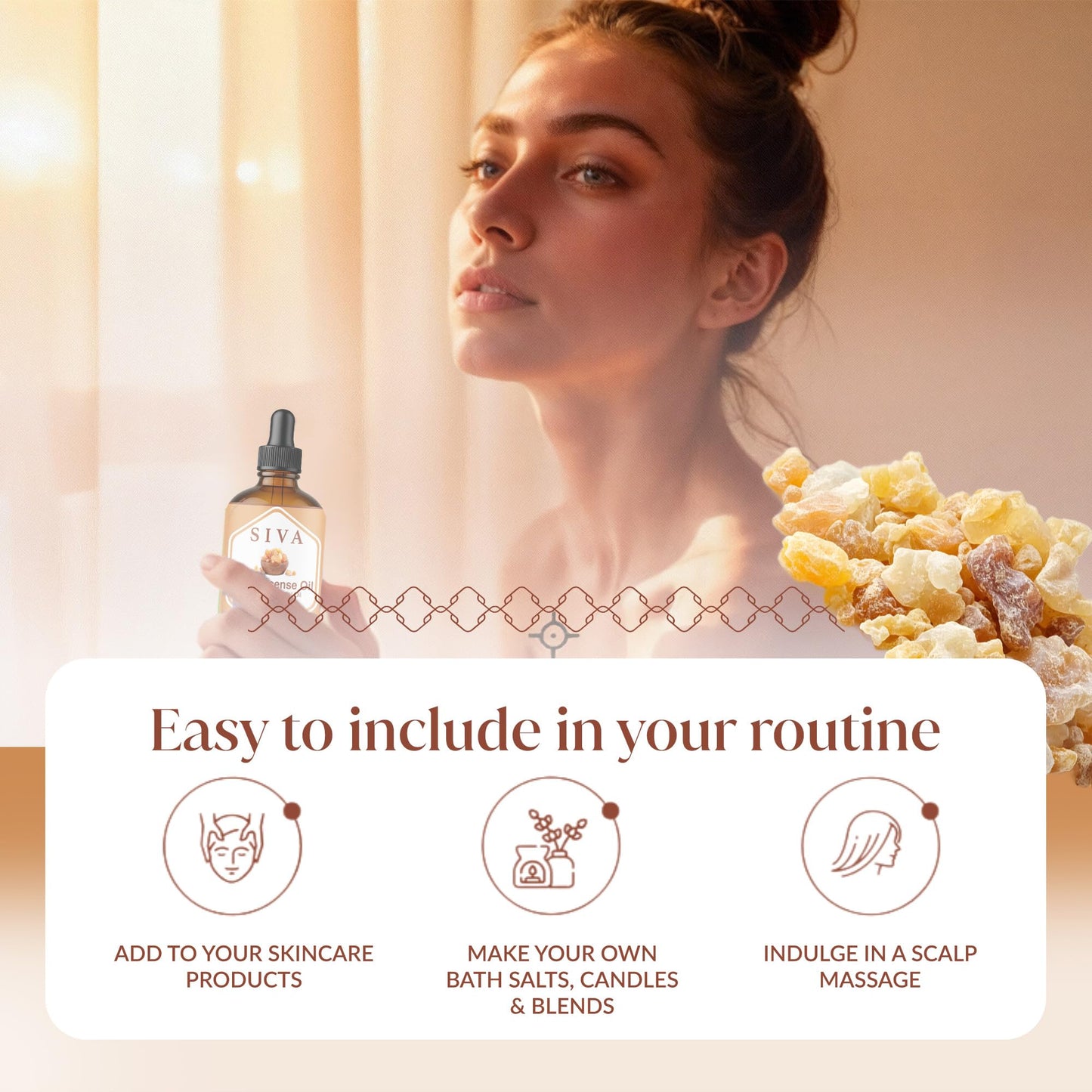 Siva Frankincense Essential Oil 4 Fl Oz – for Diffuser, Skin & Hair Care – Ideal for Aromatherapy, Massage & DIY Blends - with Dropper