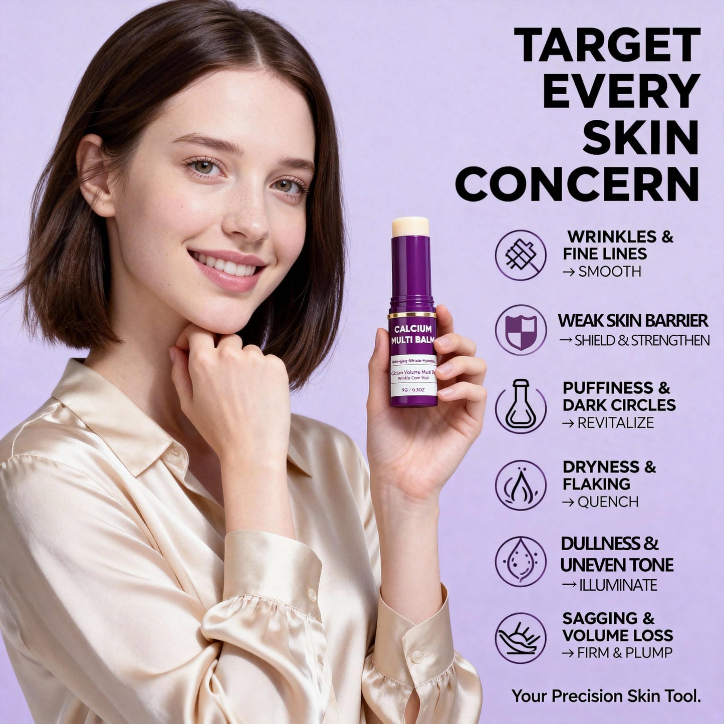 Miracle TQ Cemenrete Calcium Multi Balm 2PCS, All-in-One Multi-Action Stick & Anti-Aging Stick, Korean Collagen for Wrinkles, Hydrating Formula for Face, Eyes, Neck & Lips (Set)