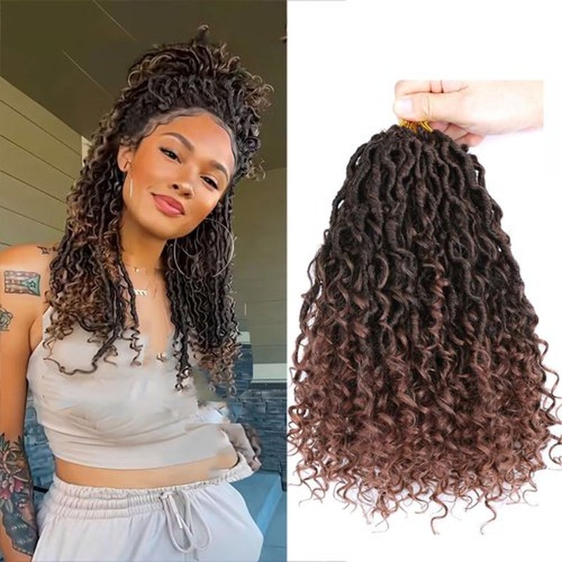 LMZIM 12 inch Goddess Faux Locs Crochet Hair 8 Packs Faux Locs Crochet Hair for Black Women Pre Looped River Locs Crochet Hair with Curly Ends 1B/30