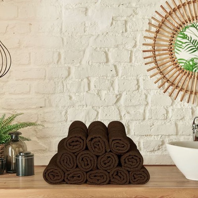 Utopia Towels 12 Pack Premium Wash Cloths Set (12 x 12 Inches) 100% Cotton Ring Spun, Highly Absorbent and Soft Feel Washcloths for Bathroom, Spa, Gym, and Face Towel (Dark Brown)