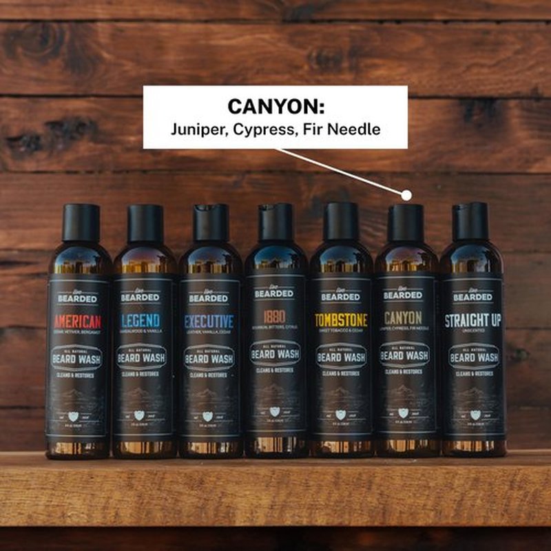 Live Bearded: Beard Wash - Canyon - Beard and Face Wash - 8 fl. oz. - Water-Based Formula with All-Natural Ingredients for a Gentle, Deep Cleanse - Made in the USA