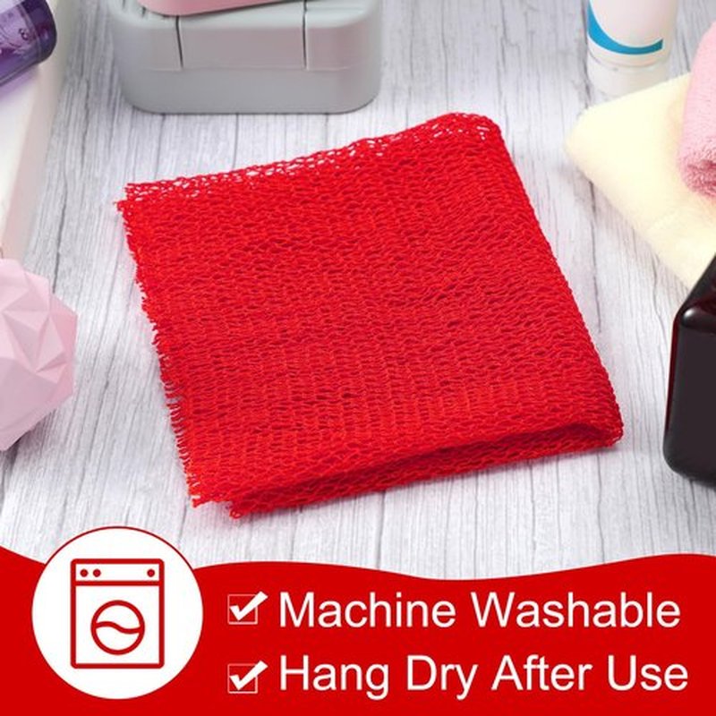 Geiserailie African Long Bathing Net Sponge Long Net Shower Body Scrubber Back Scrubber Skin Smoother Net Bathing Sponge for Daily Use or Stocking Stuffer(Red)