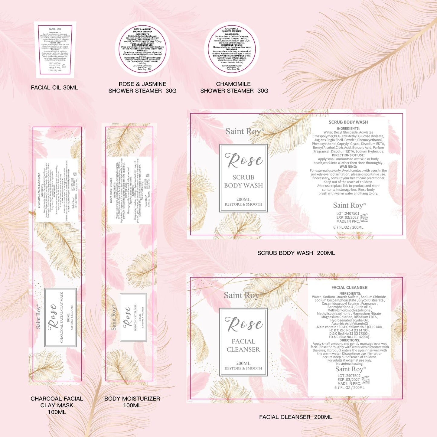 Skin Care Kit for Women, ROSE Spa Gifts for Women, Self Care Kit