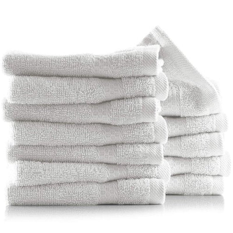 Hearth & Harbor Washcloths 12 Pack - 100% Cotton Washcloth for Body and face, High Absorbent and Soft 13"x13" Body Wash Cloth, Quick Dry - White Washcloths