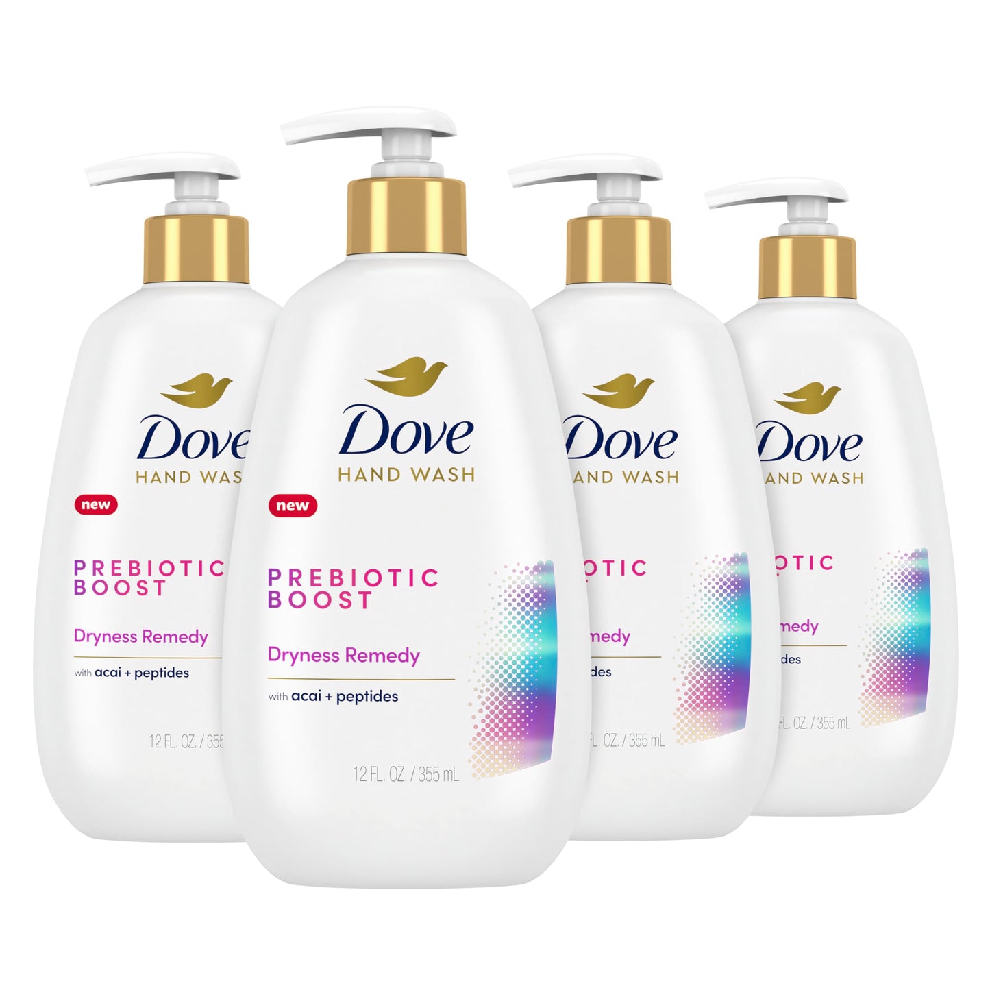 Dove Prebiotic Boost Hand Wash Soothing Therapy 4 Count for Lasting Softness, with Oatmeal & Ceramides, 12 oz