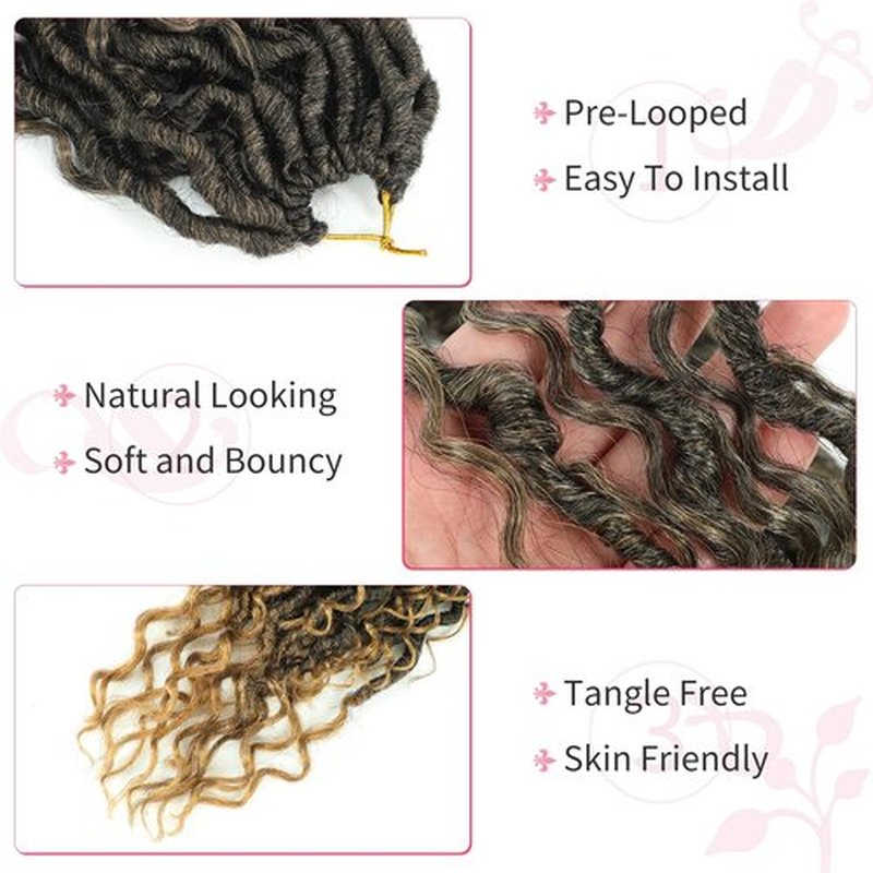 Alicoco Goddess Locs Crochet Hair 14 Inch 8 Packs Faux Locs Crochet Hair For Women Boho Soft Locs Pre-looped River Crochet Locs With Curly Ends (14 Inch (Pack of 8), T27)