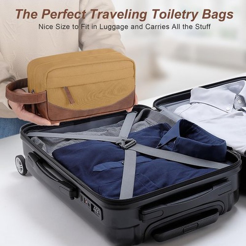 Ezday Travel Toiletry Bag for Men, Hanging Toiletry Organizer, Water Resistant Shaving Kit with Large Capacity for Travel Accessories - Brown