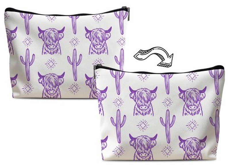 Lacosu Western Makeup Bag,Western Gifts For Women,Cow Makeup Bag,Cowgirl Stuff,Western Stuff For Women,Western Gifts,Cowgirl Gifts(Leather COW N)