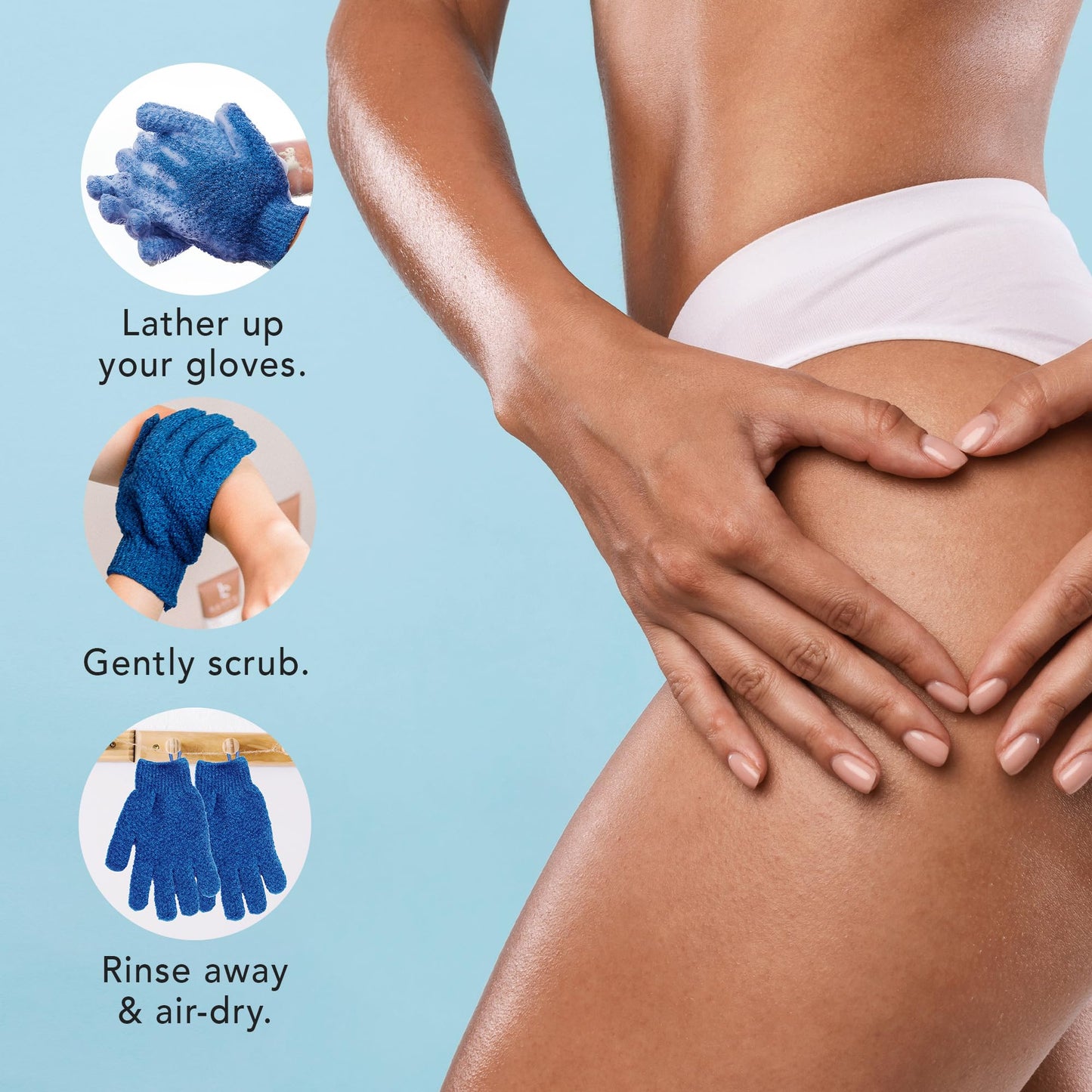 Exfoliating Glove (4 pcs, 2 Pairs) - Heavy Shower Gloves for Body Scrub