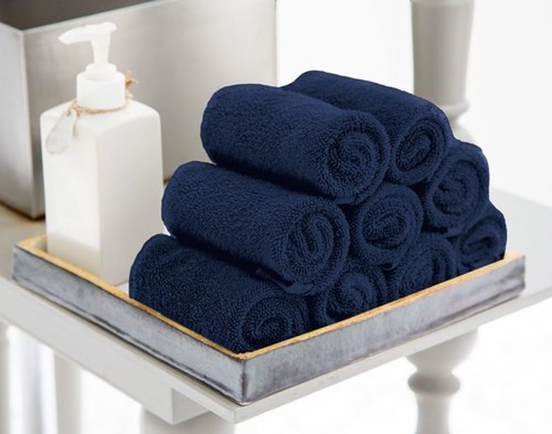Utopia Towels 24 Pack Cotton Washcloths Set - 100% Ring Spun Cotton, Premium Quality Flannel Face Cloths, Highly Absorbent and Soft Feel Fingertip Towels (Navy)