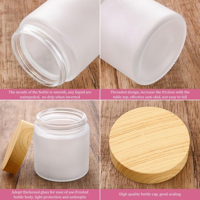 Geiserailie Glass Cosmetic Containers Empty Sample Jars with Leak Proof Lids Makeup Sample Containers for Lotion Cream Cosmetic (3 Pieces,100 Gram)