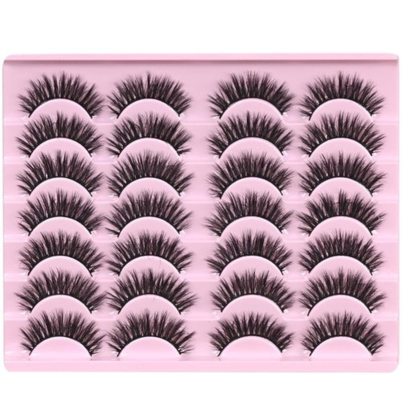 FARRED Lashes Natural Look Short Cat Eye Natural Lashes Fluffy Wispy False Eyelashes 14 Pairs Faux Mink Strip Eye Lashes Pack for Daily Makeup (F7 | 6-15mm)
