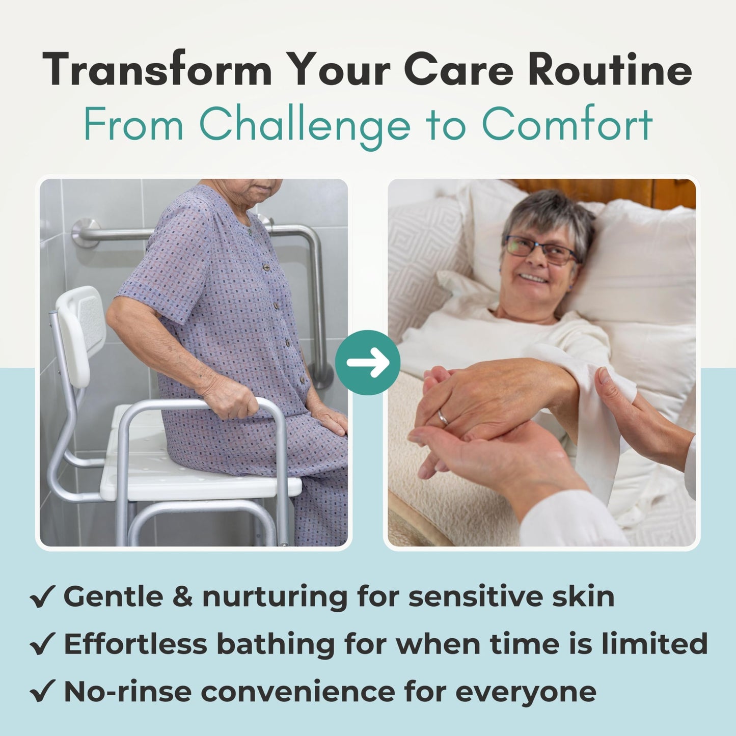Nurture XL Ultra Thick Body Wipes for Adults with Aloe No Rinse Cleansing