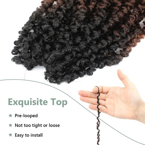 Yanky Twist Crochet Hair - 14 Inch Yanky Twist Pre Looped Crochet Hair 8 Packs Senegalese Twist Crochet Hair Extensions 1B/30/27 Bohemian Passion Twist Hair for Black Women