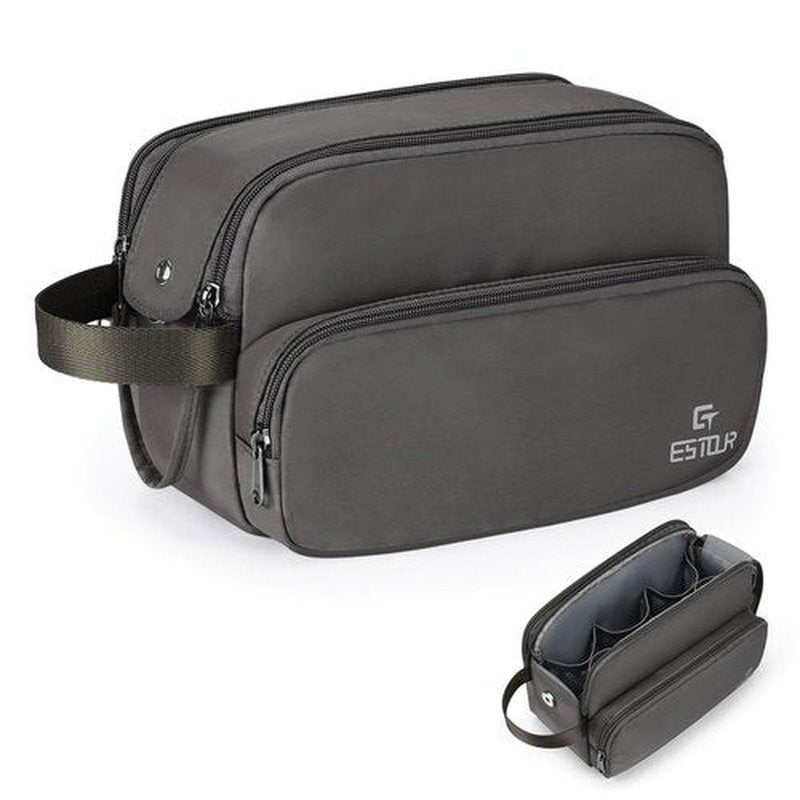 Estour Toiletry Bag for Men, Travel Toiletry Bag Travel Essentials, Dopp Kit Water-resistant Shaving Bag,Bathroom Bag Toiletries Organizer, Mystery Gray(Polyster)