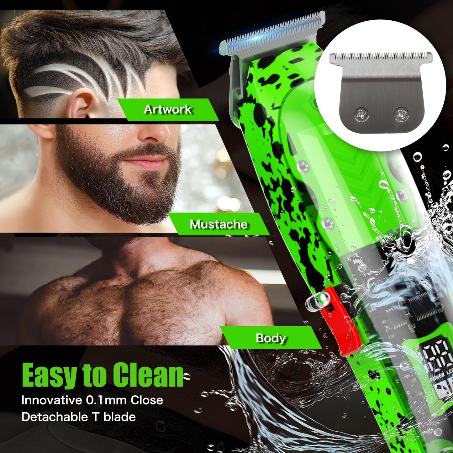 Tuanchuanrp Professional Hair Clippers for Men, Cordless Barber Clippers for Hair Cutting & Grooming, LED Display Hair Clippers and Trimmer Set for Barber Haircut with 8 Fade Taper Combs