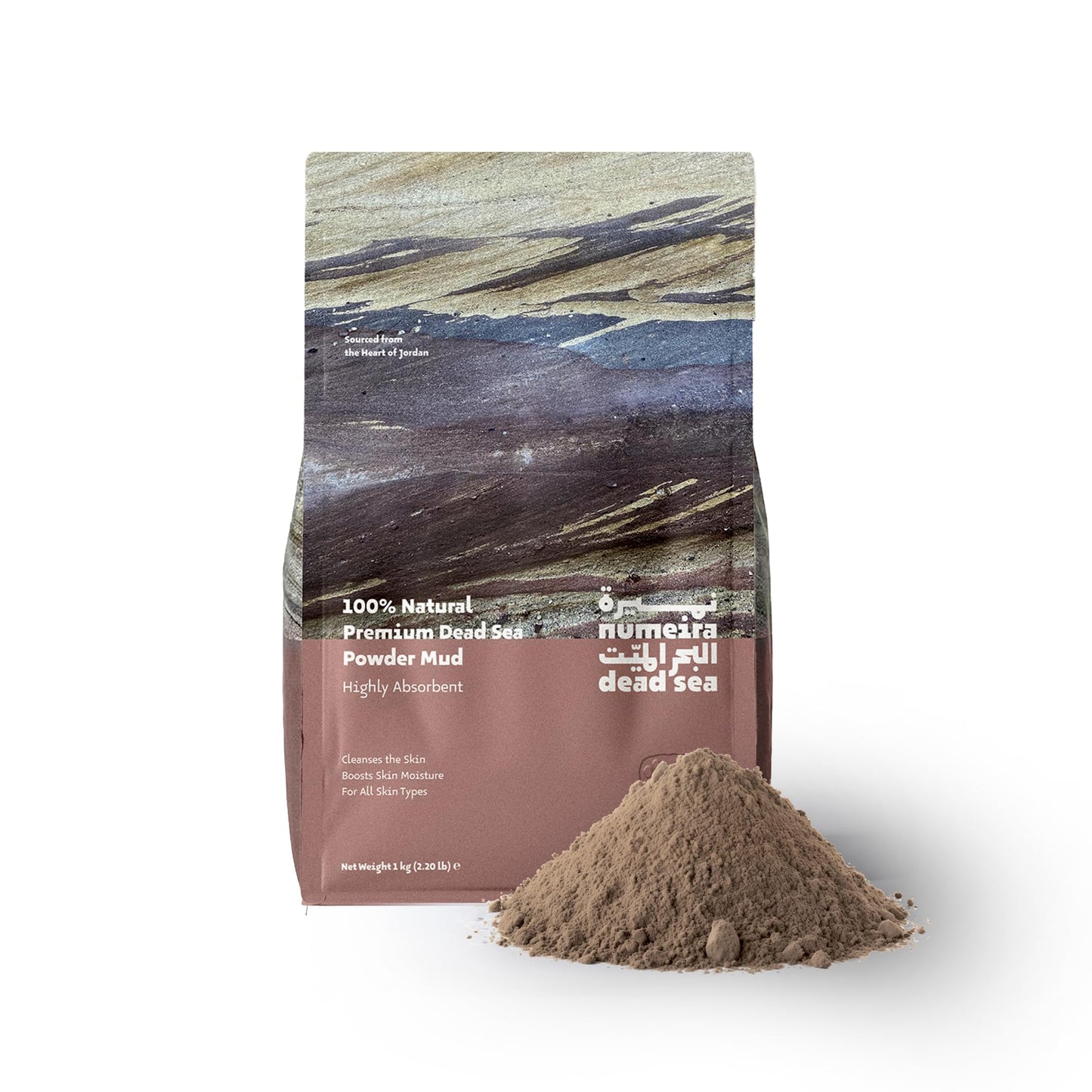 Numeira Dead Sea Mud Powder 100% Pure Cosmetic Clay Powder Rich in Minerals - Gentle Face Exfoliator for Deep Cleansing, Body Scrub, or Clay Mud Mask - Pore Cleansing & Skin Detox (1kg)