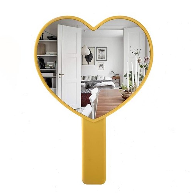 TBWHL Heart-Shaped Travel Handheld Mirror, Cosmetic Hand Mirror with Handle (Orange, 1Pack)