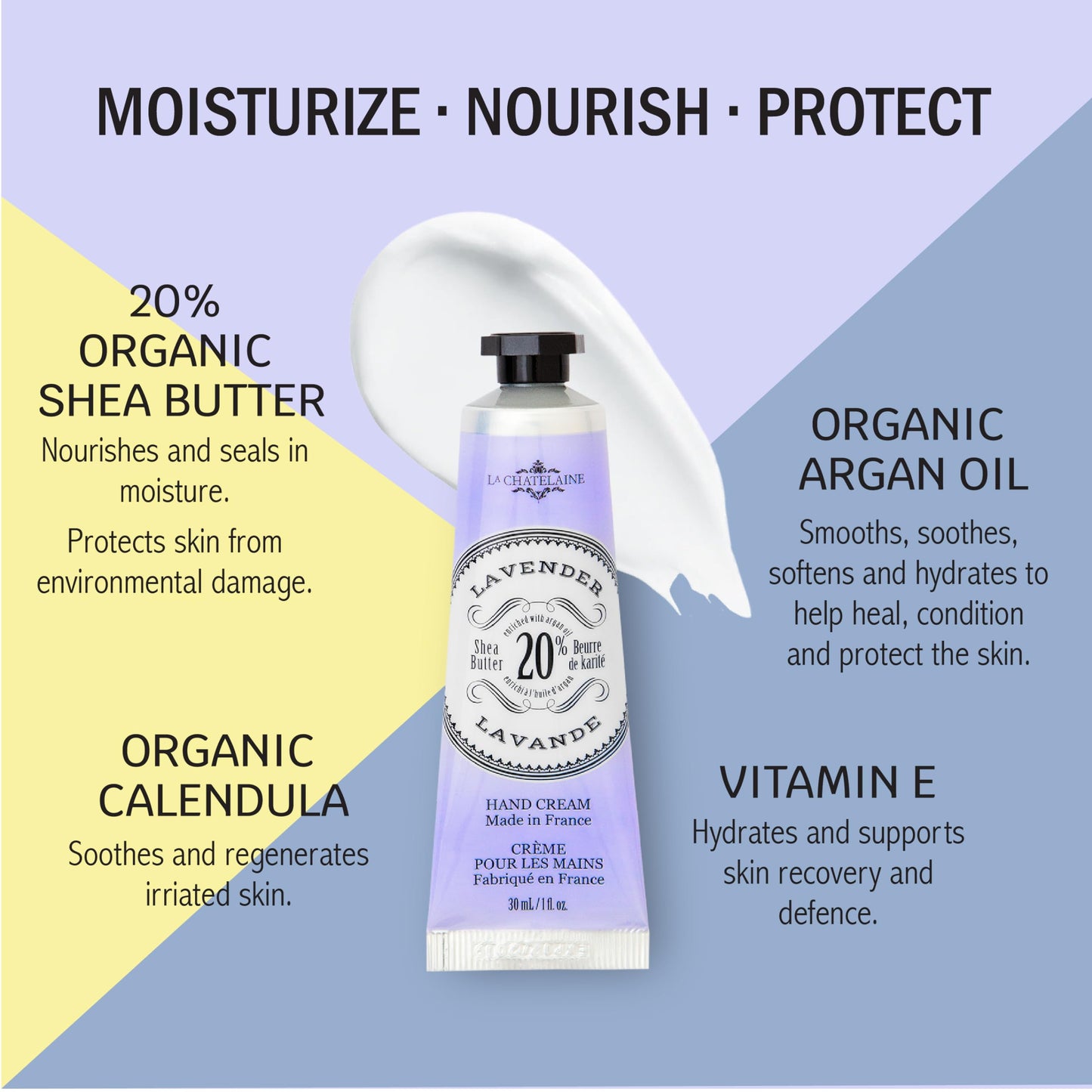 La Chatelaine Hand Cream Gift Set for Women, Mom, Sister, Travel Size, Natural Hand Cream Made in France with 20% Organic Shea Butter (Citrus Fizz, White Grapefruit, & Lavender) 3 x 1 fl. oz