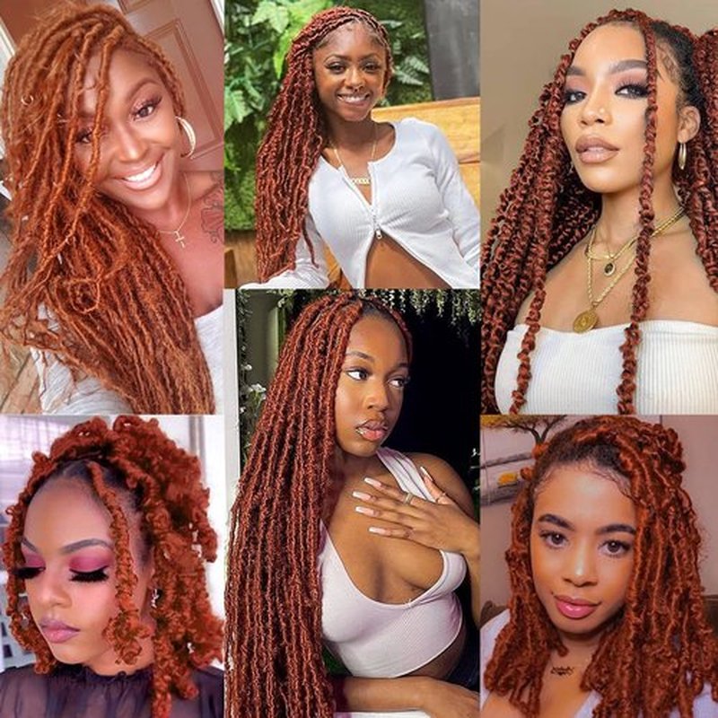 IXIMII 16 Inch Ginger Springy Afro Twist Hair 3 Packs #350 Pre-Separated Kinky Marley Twist Braiding Hair Soft Synthetic Crochet Hair Extensions for Spring Twists and Bomb Twists Style