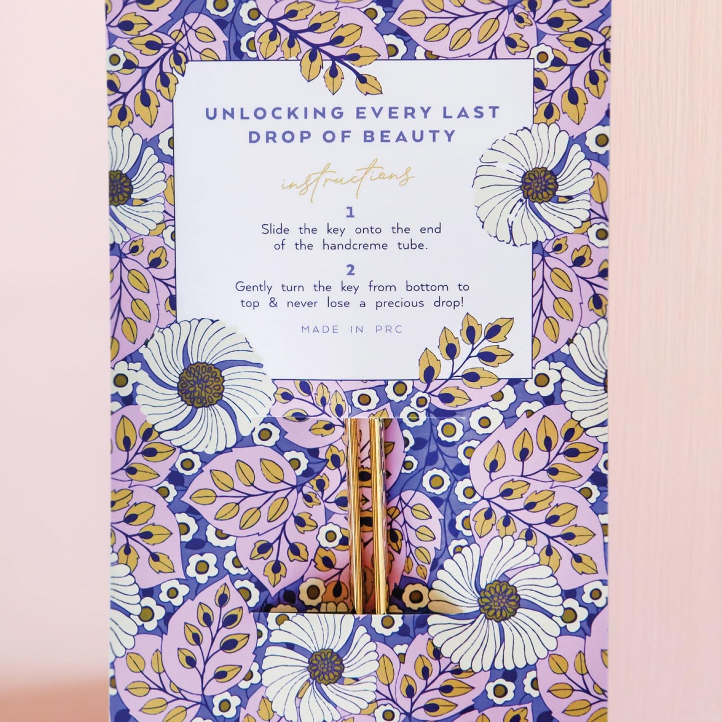 LOLLIA Handcreme Tube Key - Easy to Use Tube Squeezer Tool, Hand Cream Gift Pairing, Hand Lotion Accessory Gold, Charming Floral Printed Key for Metal Cream Tube