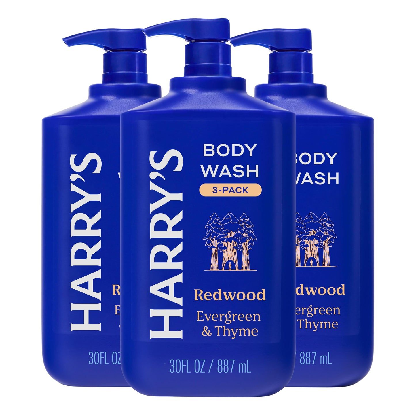 Harry's Men's Body Wash - Redwood - 30 fl oz - Shower Gel for Men - No Parabens, Sulfates, or Dyes (Pack of 3)
