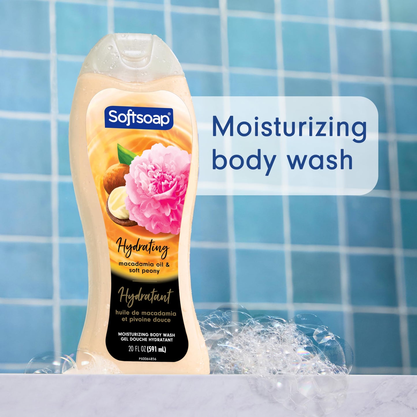 Softsoap Luminous Oils Moisturizing Body Wash, pH Balanced, Paraben Free, Macadamia Oil and Soft Peony Scent, 20 fl oz