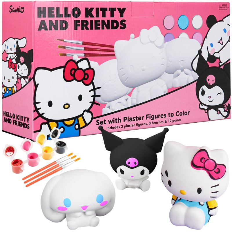 Get Trend Hello Kitty Sanrio Paint Your Own Figurines Kit, Plaster Painting Set for Kids, Arts and Crafts for Girls, DIY Craft Kit, Kawaii Gifts for Girls (Multi Hello Kitty)