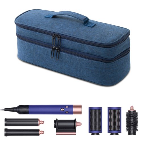 GREENESTA Hair Tools Travel Bag Compatible With Shark Flex Style Attachment, Shark Airwrap Flexstyle, Dyson Airwrap | Travel Case For Sharkflex Styler | Beauty Hair Dryer Attachments Storage (Blue)