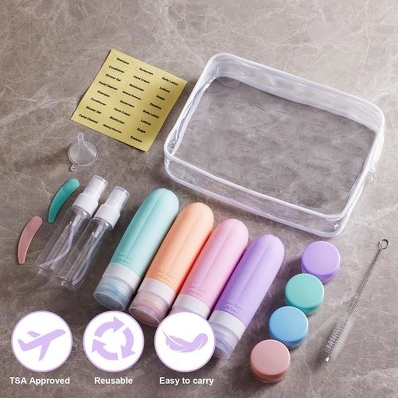 YhuiCxir 16 Pack Travel Bottles for Toiletries, 3Oz TSA-Approved Leakproof Travel Containers, Silicone Refillable Travel Essentials & Accessories for Shampoo, Conditioner and Lotion