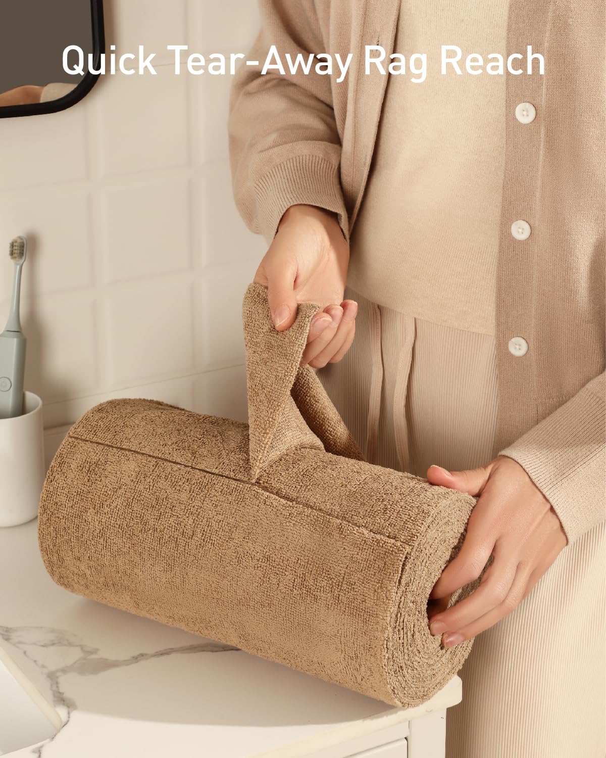 Fantasticlean Microfiber Cleaning Cloth Roll- 75 Sheets, 12" x 12" (TAN)