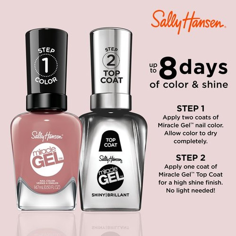 Sally Hansen Miracle Gel™, Rose & Shine, Long Lasting, Gel-Like Formula, No UV Lamp Needed, Pink Nail Polish