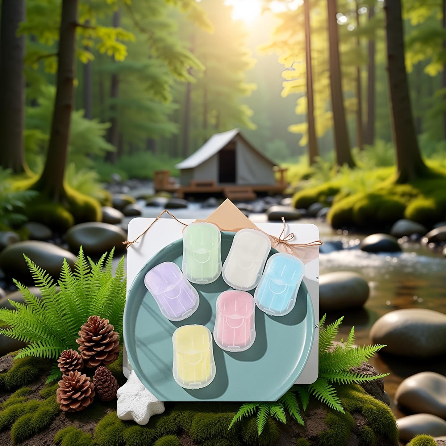 5 Boxes Blue Portable Soaps Sheets, Mini Portable Travel Soap Paper Sheets Disposable Water Soluble Hand Washing Bath Scented Paper Soap Camping Soap and Shampoo for Outdoor,Outdoor Recreation
