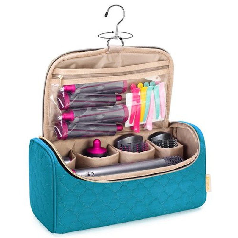 Yarwo Travel Case Compatible for Dyson Airwrap Complete Styler All Models and Attachments, Portable Storage Bag with Hanging Hook for Hair Curler Accessories, Teal (Patent Design)