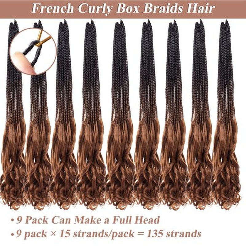 RuiYok 9 Packs French Curl Crochet Braids 14 Inch Goddess Box Braids Crochet Hair with Curly Ends Pre Looped Synthetic Bouncy French Curly Braiding Hair for Women Knotless Braids Hair Extensions