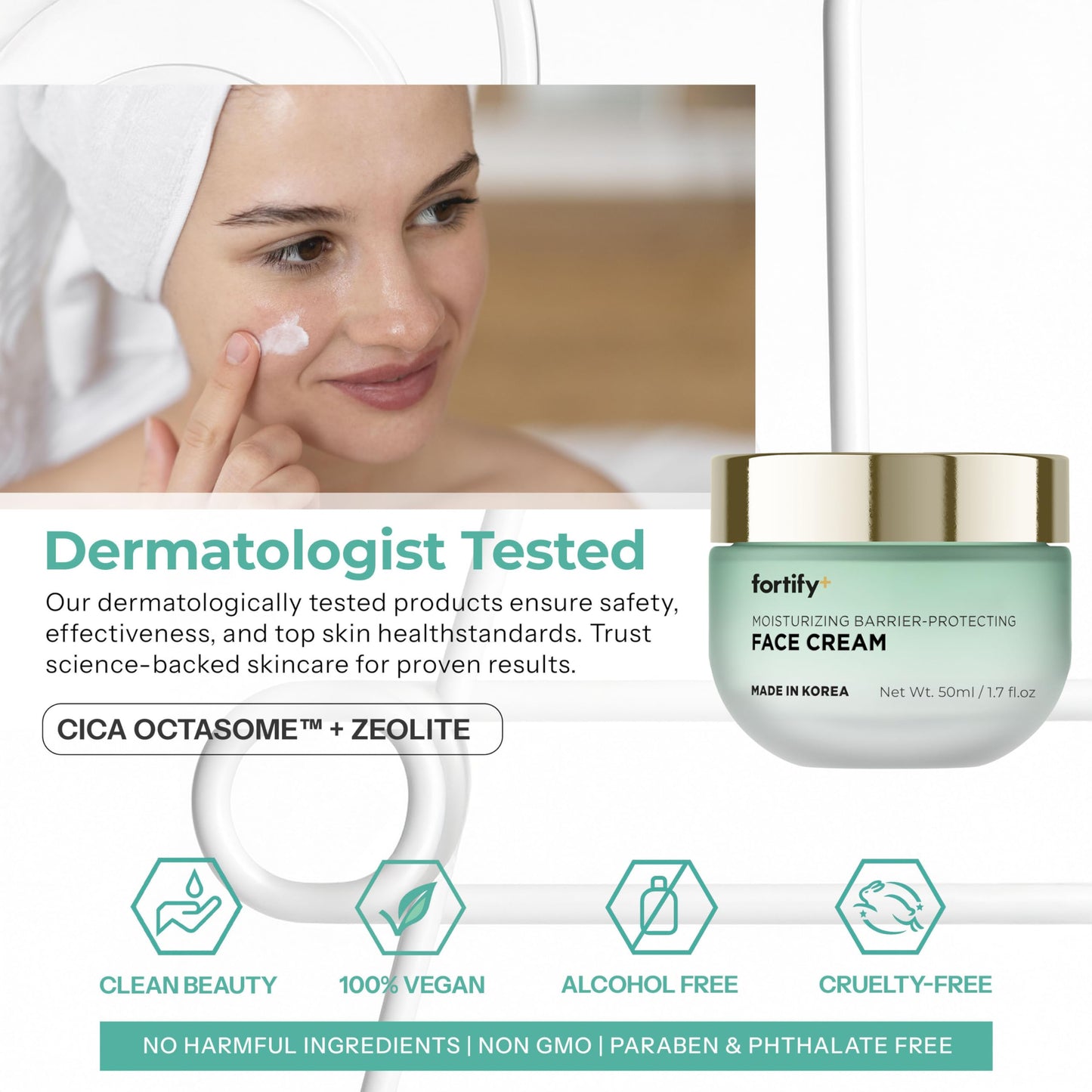 Fortify Skincare Hyaluronic Acid Moisturizer For Face with Collagen & Aloe - Dermatologist-Tested Anti-Aging Korean Skin Care - Ultra Hydrating & Nourishing - Fragrance & Alcohol-Free - 50ML/1.7Fl.Oz