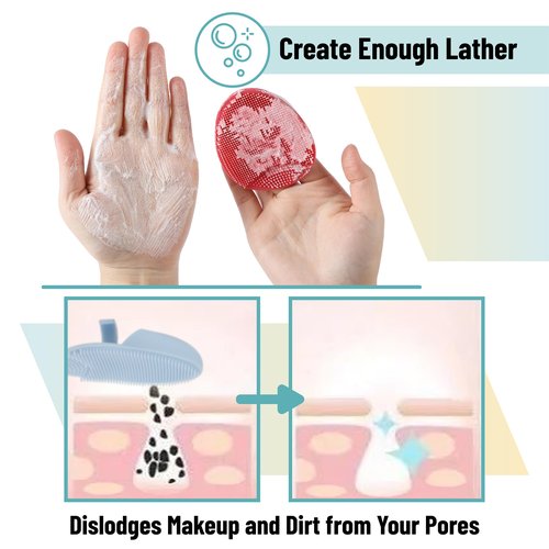 Slick- Silicone Facial Cleansing Brush, 4 Pack, Silicone Face Scrubber Exfoliator, Face Exfoliator Scrubber, Facial Scrubber for Face Cleanser Brush, Exfoliating Face Scrubber, Face Brush