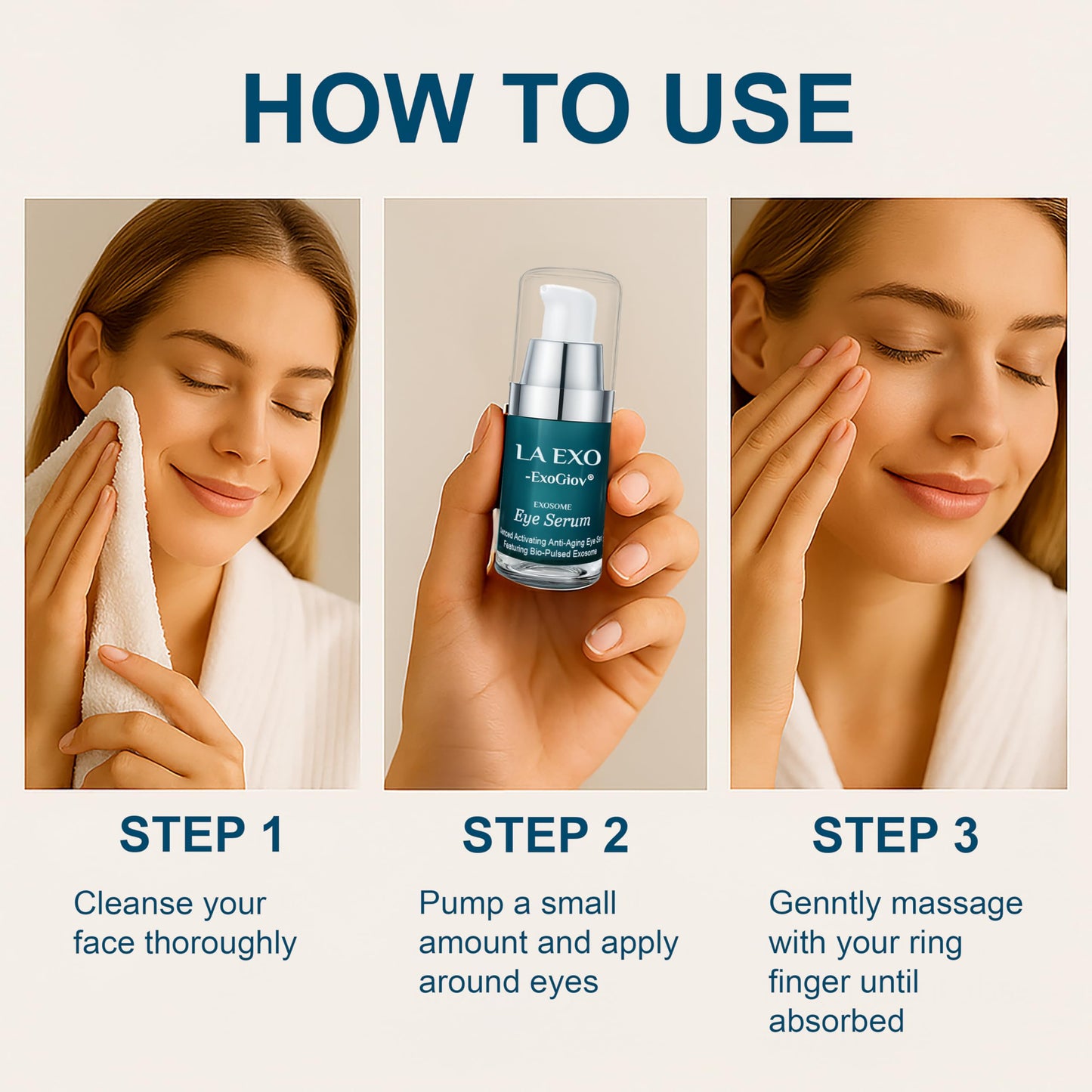 LA EXO Exosome Eye Serum – Advanced Anti-Aging Eye Treatment for Puffiness, Dark Circles & Fine Lines – Brightening, Smoothing & Hydrating Undereye Skin Care for a Youthful Look – 15ml