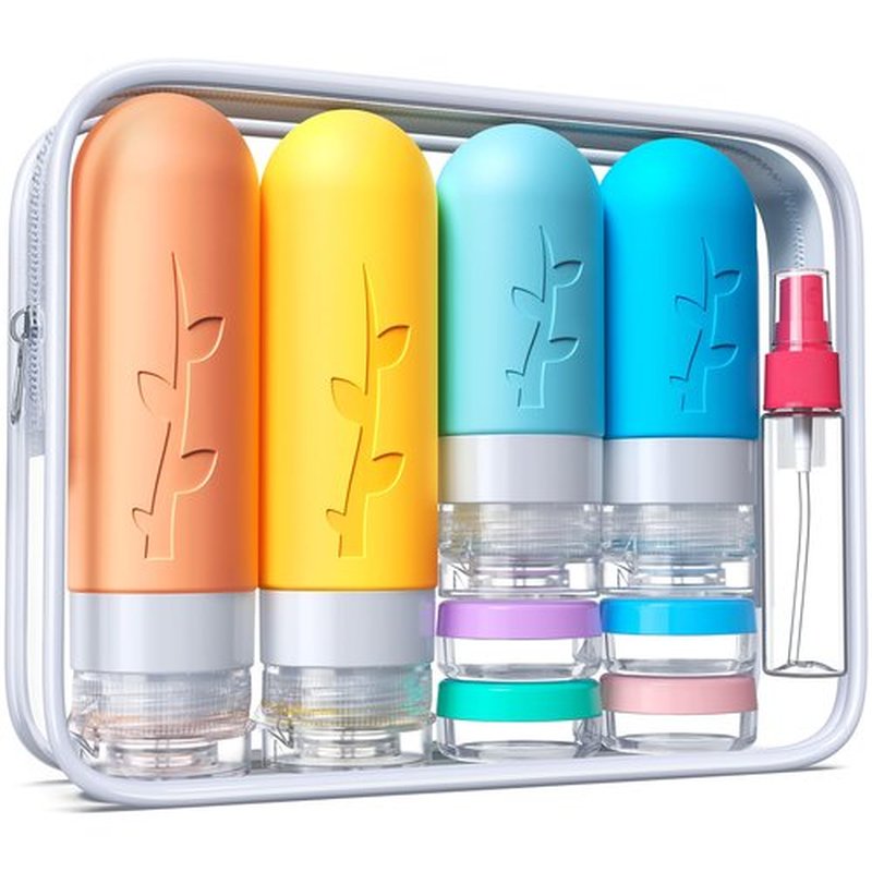 18 Pcs Travel Bottles for Toiletries, TSA Approved Silicone Travel Size Containers for toiletries Set, Refillable & Leakproof Travel Bottles Kit Travel Size Bottles