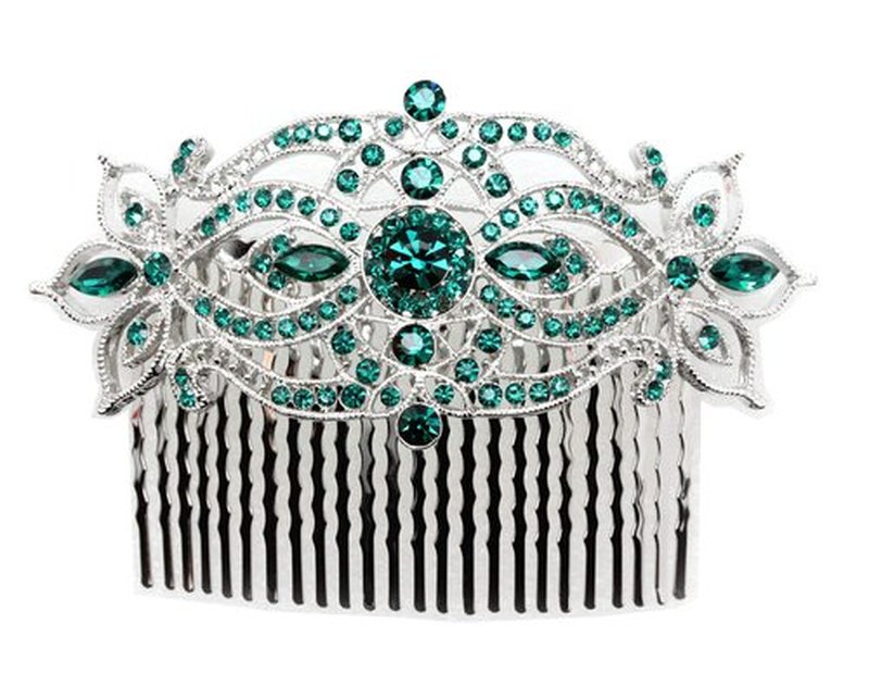 Faship Elegant Gorgeous Green Large Floral Hair Comb