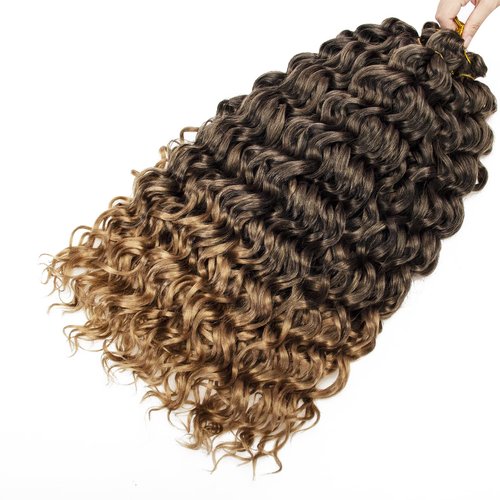 Ocean Wave Crochet Hair 24inch Deep Wave Curly Crochet Hair For Women Hawaii Curly Braiding Hair Synthetic Bohemian Crochet Braid Water Wave Crochet hair Extensions (6Packs, 1B/27)