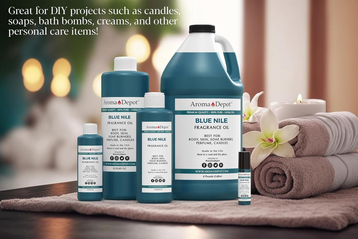 Aroma Depot 1 oz. Blue Nile Fragrance Oil, Perfume Oil, Scented Oil for Making, Soap, Candle Making & Incense. Used in Aromatherapy Diffusers, Warmers, and Burners. DIY Such as Lotions & Creams.